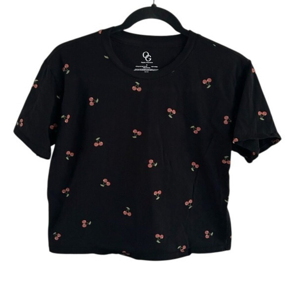 Organic Generation Black Cherry Cropped T-Shirt, Sz Small